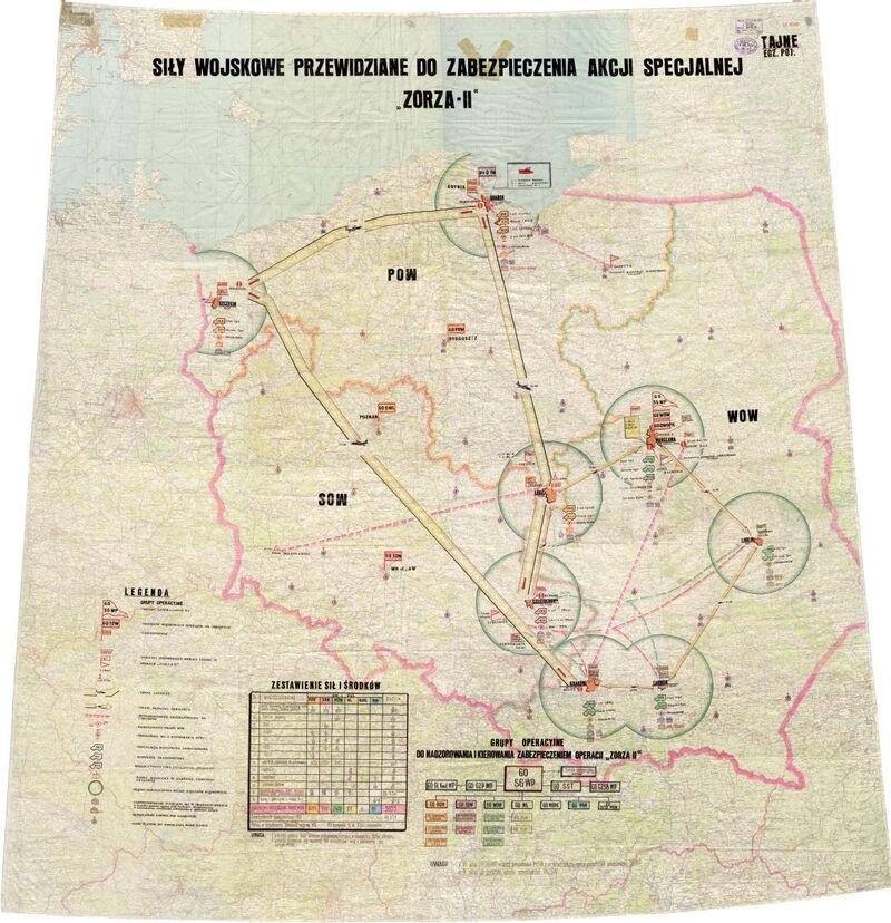Siły wojskowe przewidziane do zabezpieczenia akcji specjalnej ZORZA-II mapa duża (2)