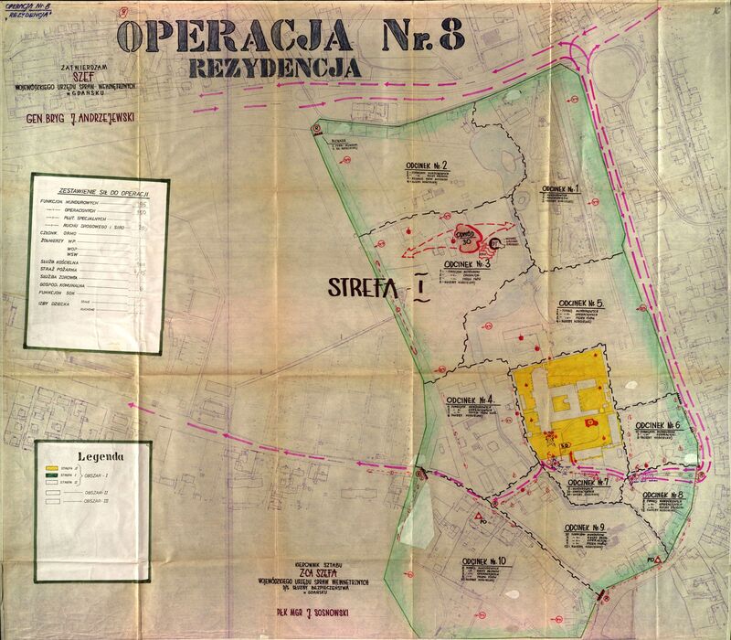 Operacja nr 8: Rezydencja. Mapy i szkice sytuacyjne dot. zabezpieczenia pobytu Jana Pawła II na terenie Trójmiasta