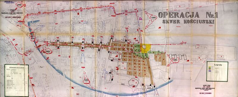 Operacja nr 1: Skwer Kościuszki. Mapy i szkice sytuacyjne dot. zabezpieczenia pobytu Jana Pawła II na terenie Trójmiasta