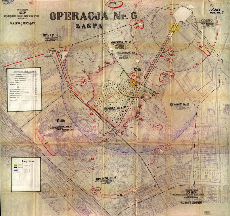 Operacja nr 6: Zaspa. Mapy i szkice sytuacyjne dot. zabezpieczenia pobytu Jana Pawła II na terenie Trójmiasta